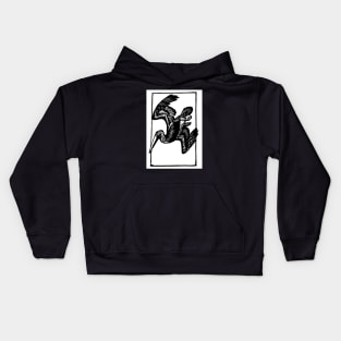 Brown Pelican Woodblock Kids Hoodie